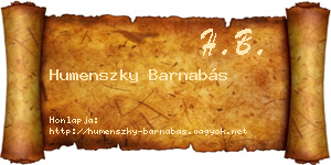 Humenszky Barnabás névjegykártya