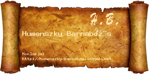 Humenszky Barnabás névjegykártya
