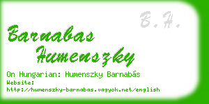 barnabas humenszky business card